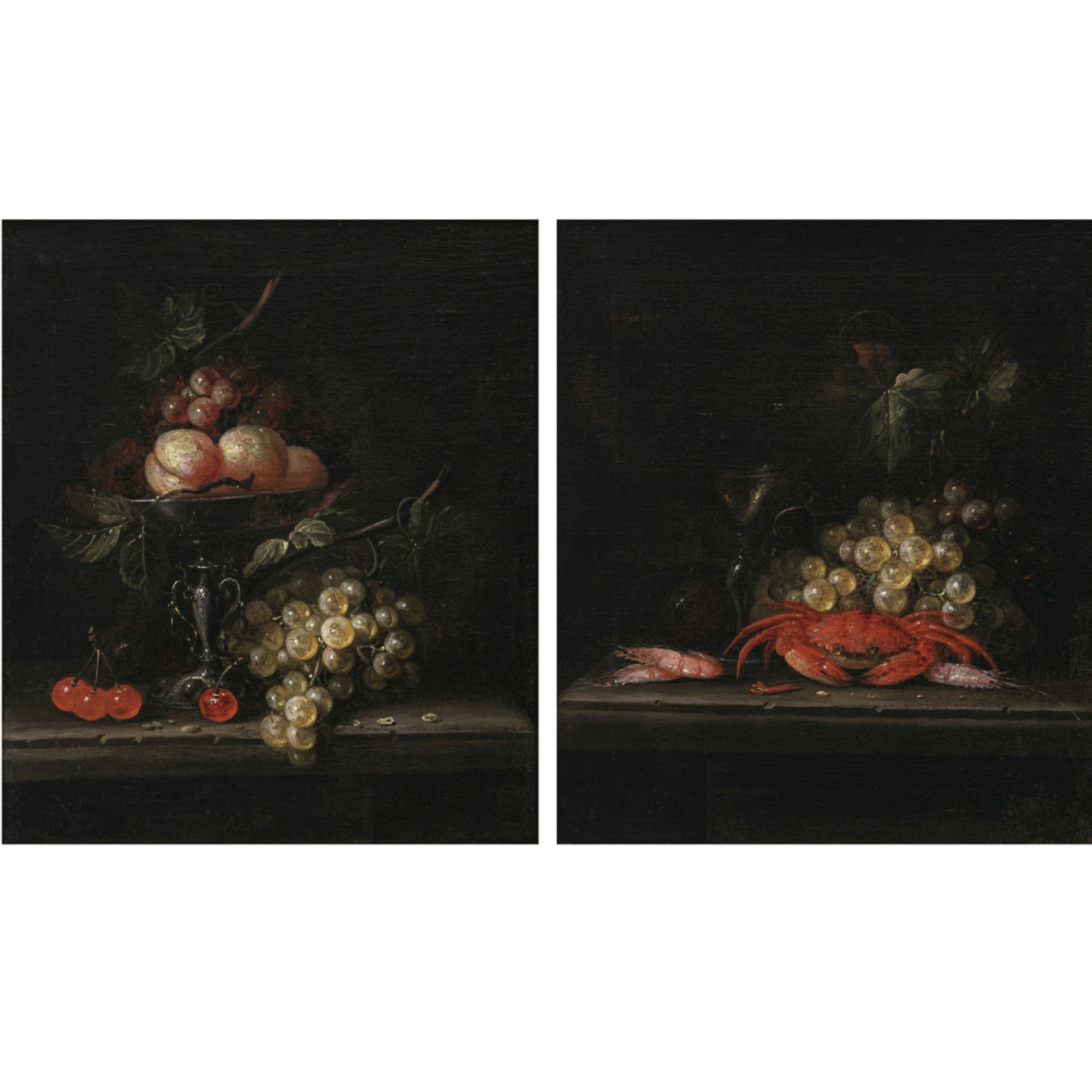 Jan Pauwel (II) Gillemans, zugeschrieben - Still life with fruit bowl - Still life with fruit, crab