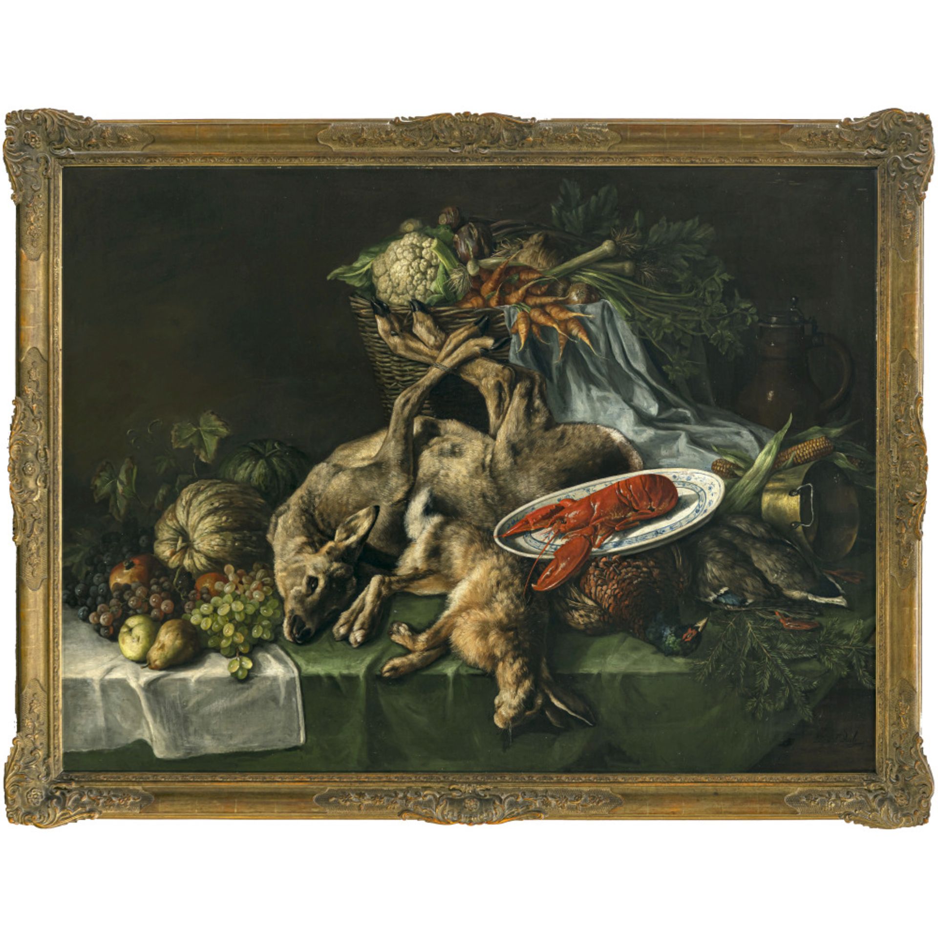 Friedrich van den Daele - Kitchen still life with lobster, hunted game and fruit - Image 2 of 2