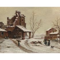 César (Jules C. Denis) van Loo - Winter village landscape