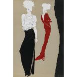 Michael Meyring - Zwei Modezeichnungen / Pariser Couture. 1990er Jahre