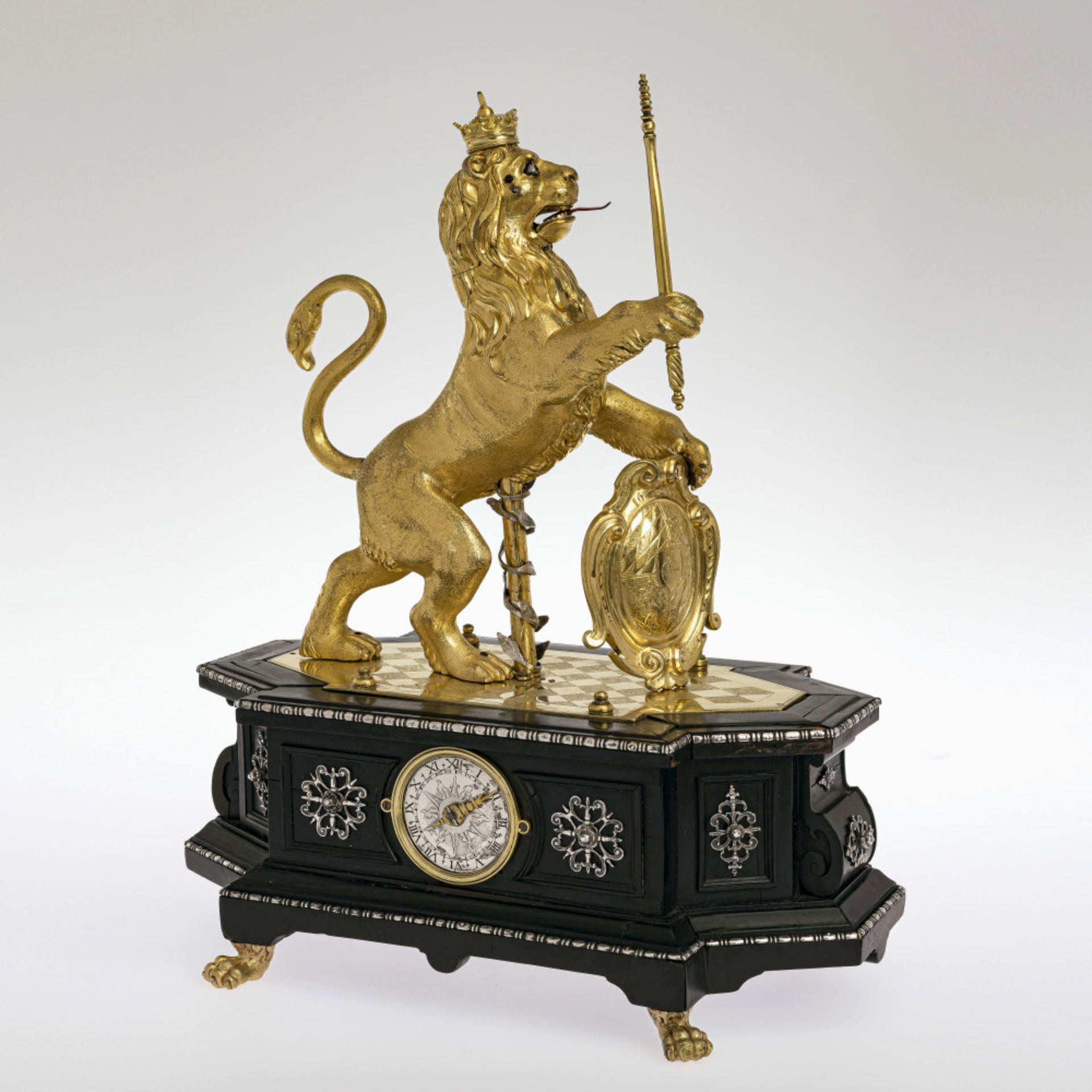A figural clock with "Bavarian lion" automaton - South German (Augsburg?), circa 1627