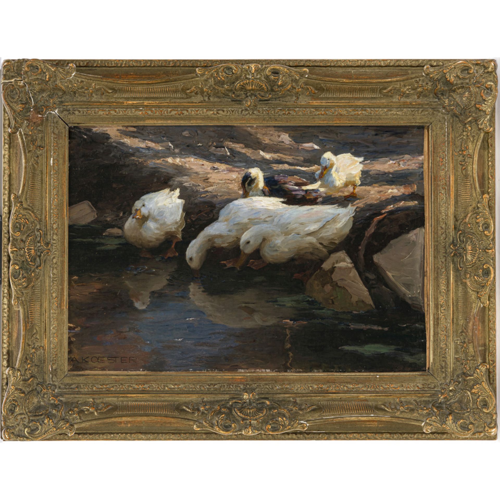 Alexander Koester - Five ducks on the bank - Image 2 of 2
