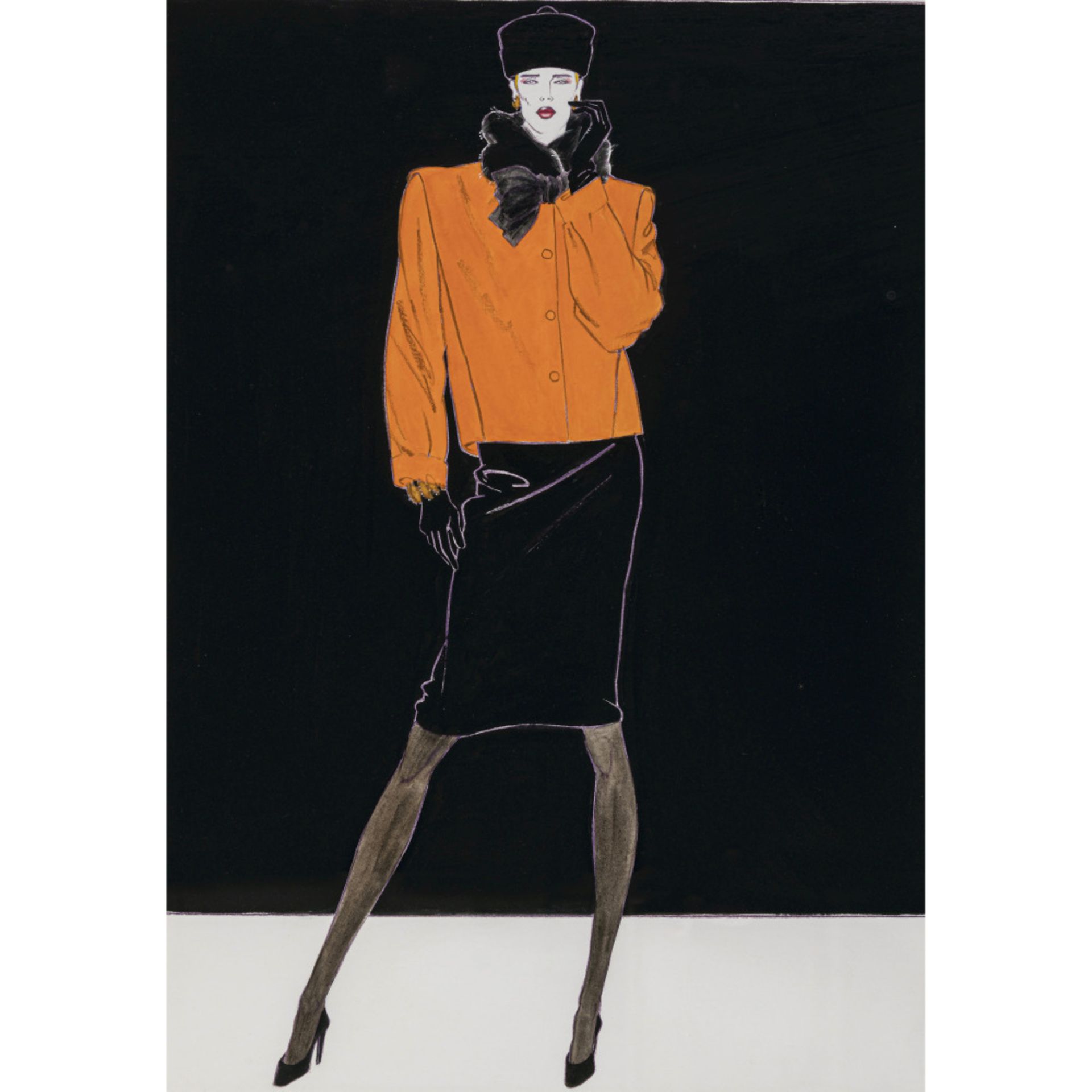 Michael Meyring - Zwei Modezeichnungen/ Pariser Couture. 1990er Jahre