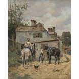 Wilhelm Velten - Soldiers in front of a house