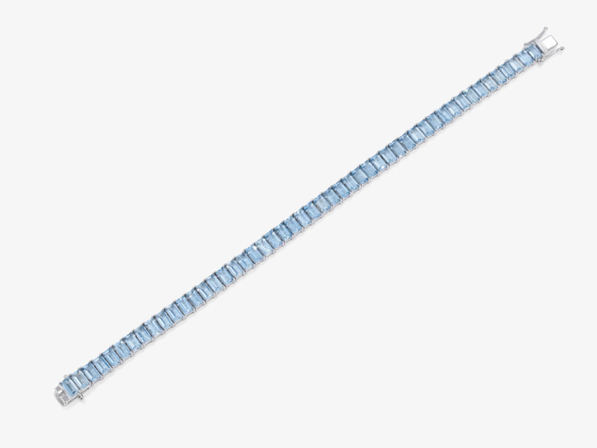 Exquisites Rivière Armband verziert mit feinen azurblauen Aquamarinen - Deutschland - Bild 2 aus 2
