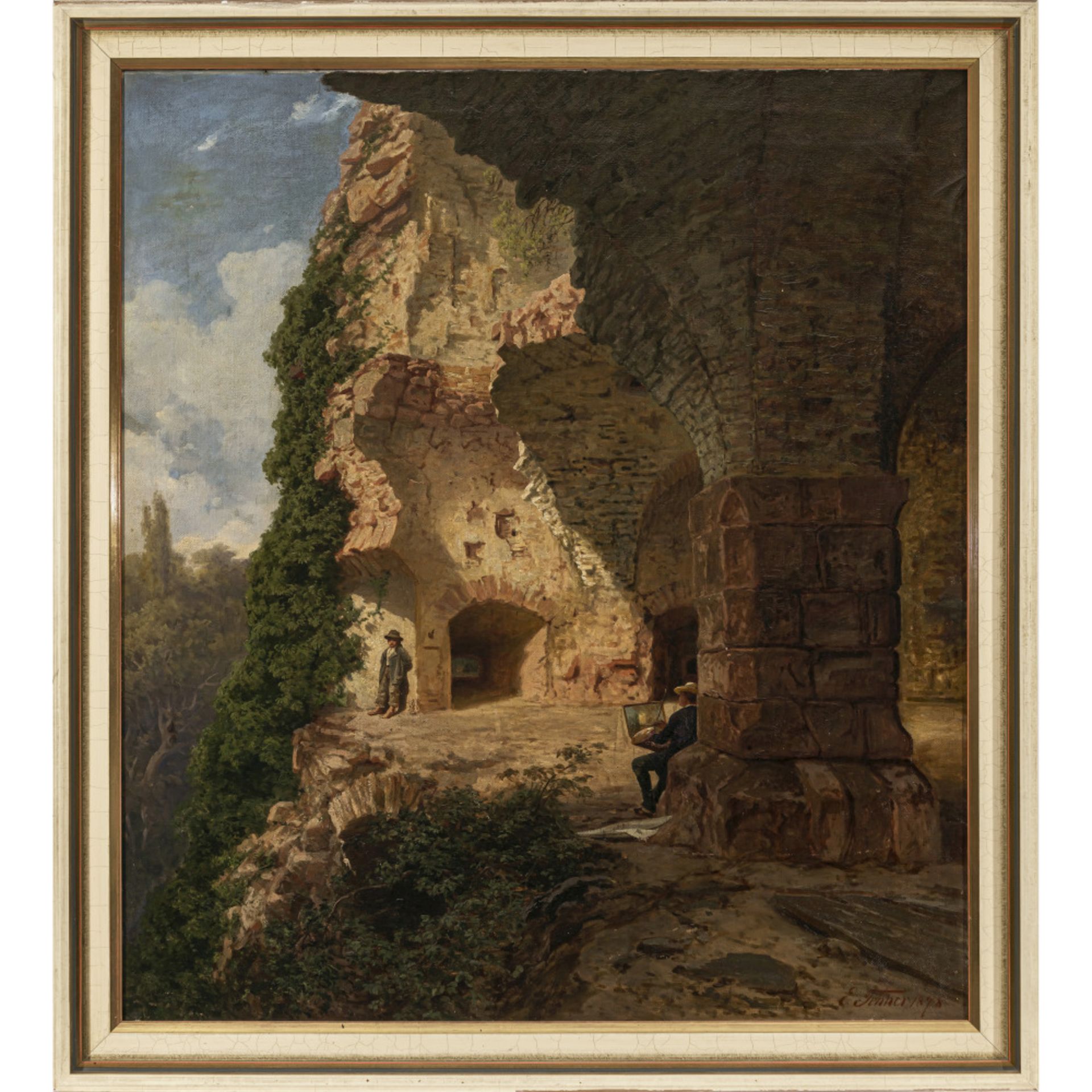 Eduard Tenner - Painter in landscape of ruins - Image 2 of 2