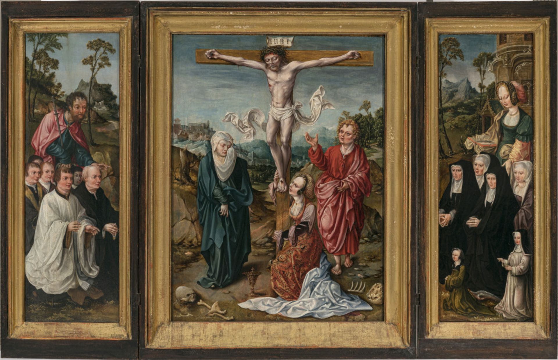 Flämisch (?) Circa 1520 - Triptych with the Crucifixion of Jesus