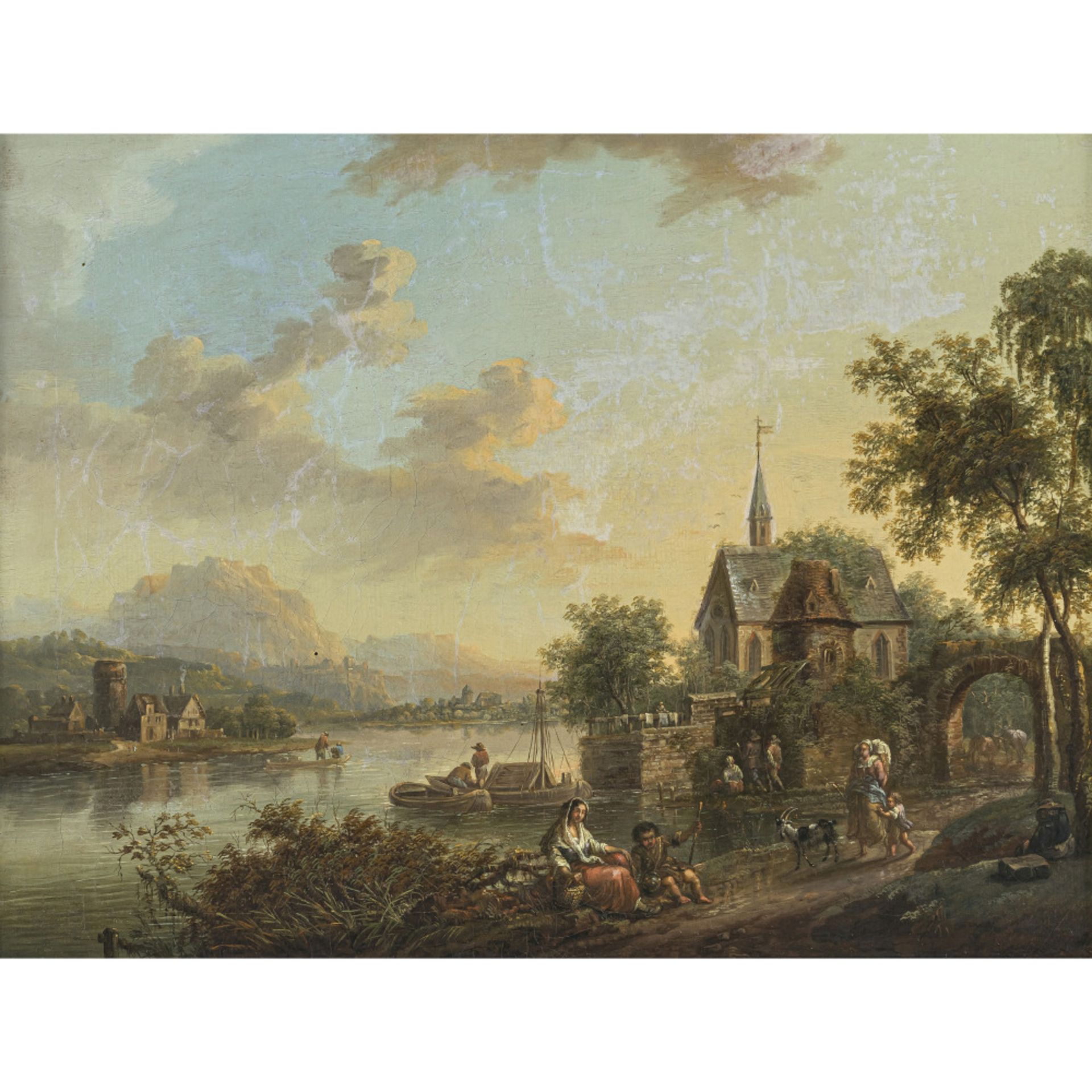 Christian Georg II Schüz (Schütz), zugeschrieben - Flusslandschaft mit Figurenstaffage