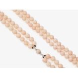 A two-strand angel skin bead necklace consisting of high-quality Mediterranean angel skin corals - G