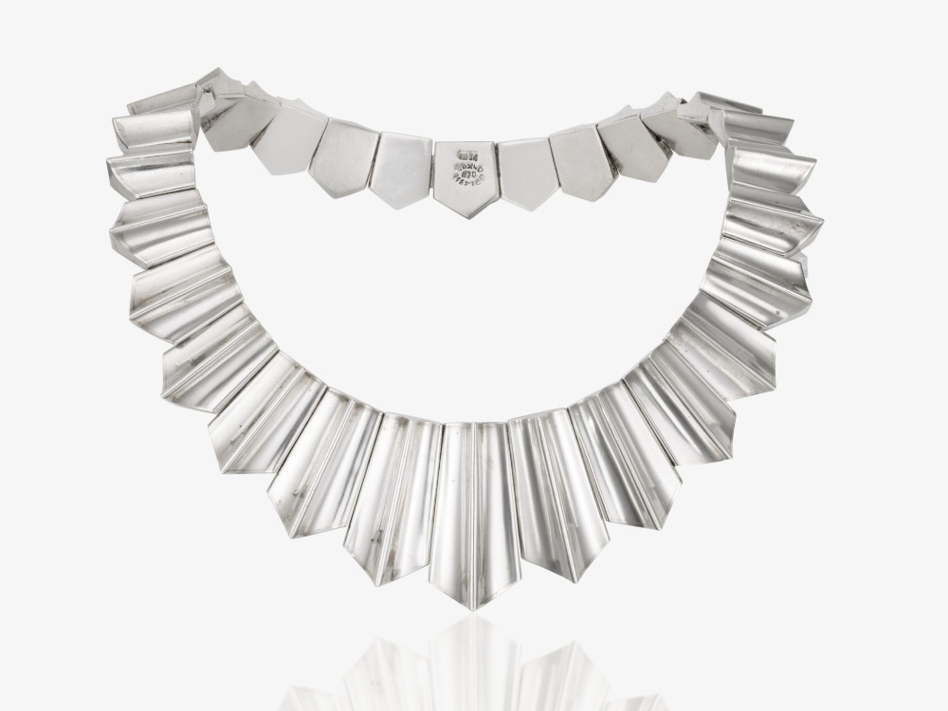 A Vintage choker necklace made of geometric, high-gloss silver - Mexico, Taxco, 1960s - 1970s