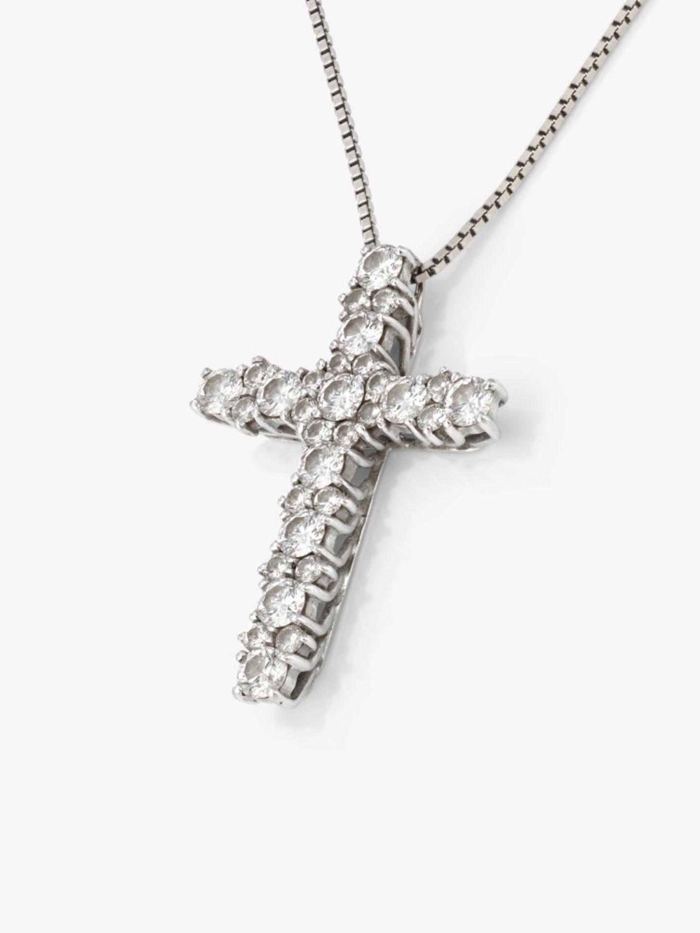 A cross pendant with brilliant-cut diamonds and a fine Venetian necklace - Vienna - Image 2 of 2