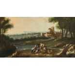 Italien 17th/18th century - Landscape with resting herders and architecture