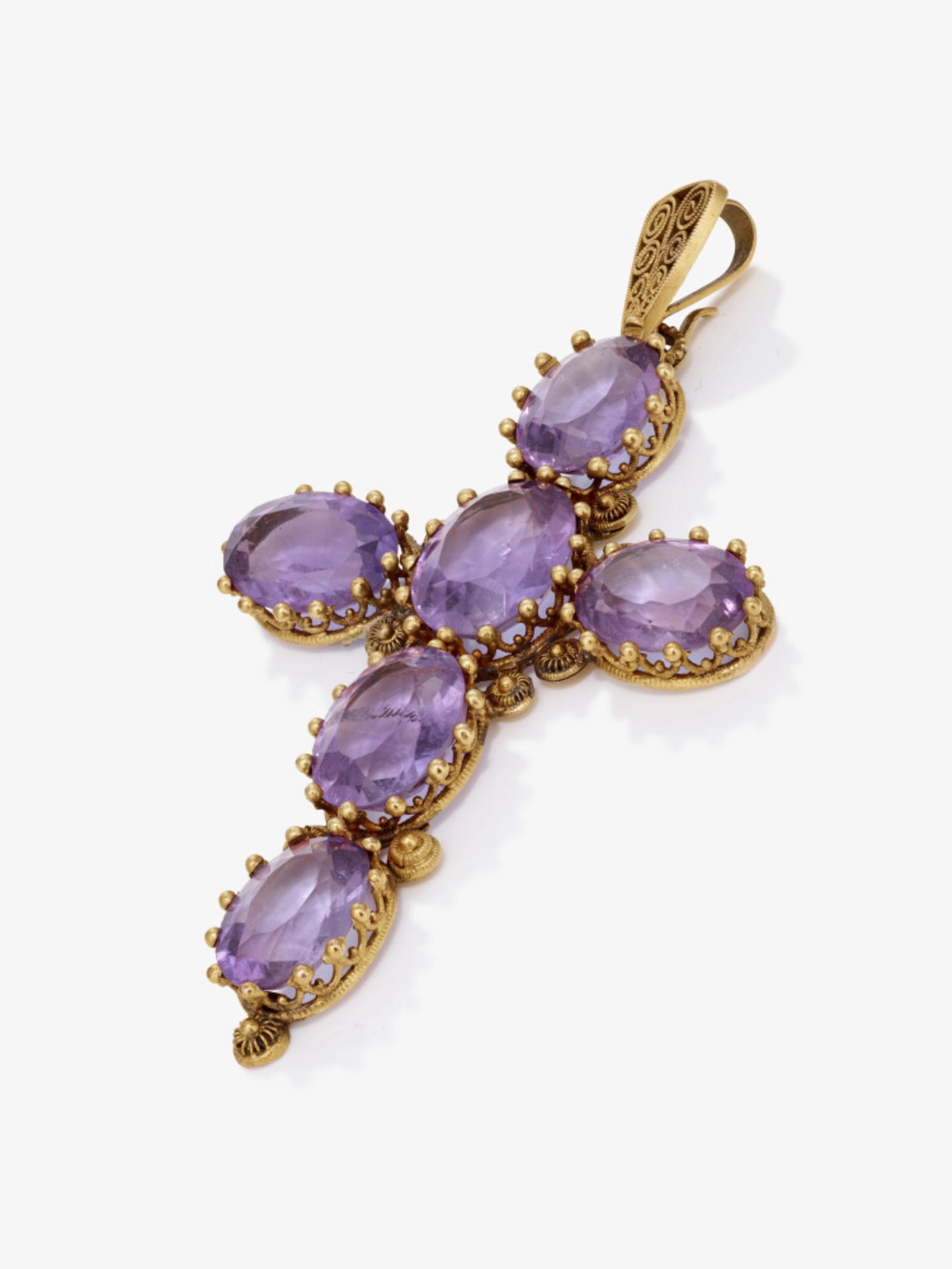 A cross pendant with amethysts - Probably Germany, circa 1870-1880 - Image 2 of 2