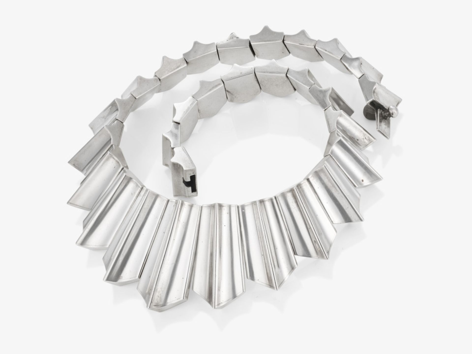A Vintage choker necklace made of geometric, high-gloss silver - Mexico, Taxco, 1960s - 1970s - Image 2 of 2