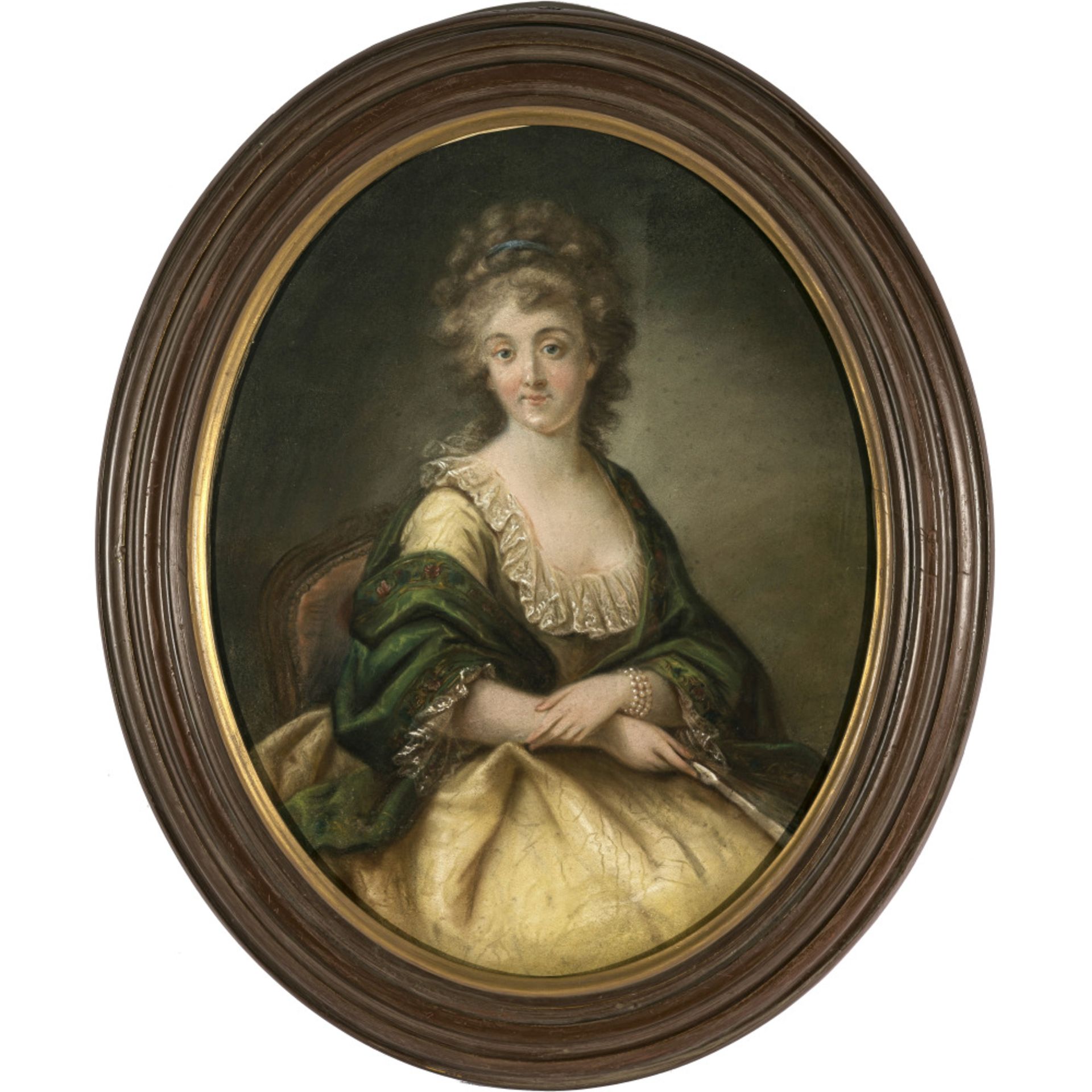 Unbekannt 2nd half of the 18th century - Portrait of a seated lady with a fan