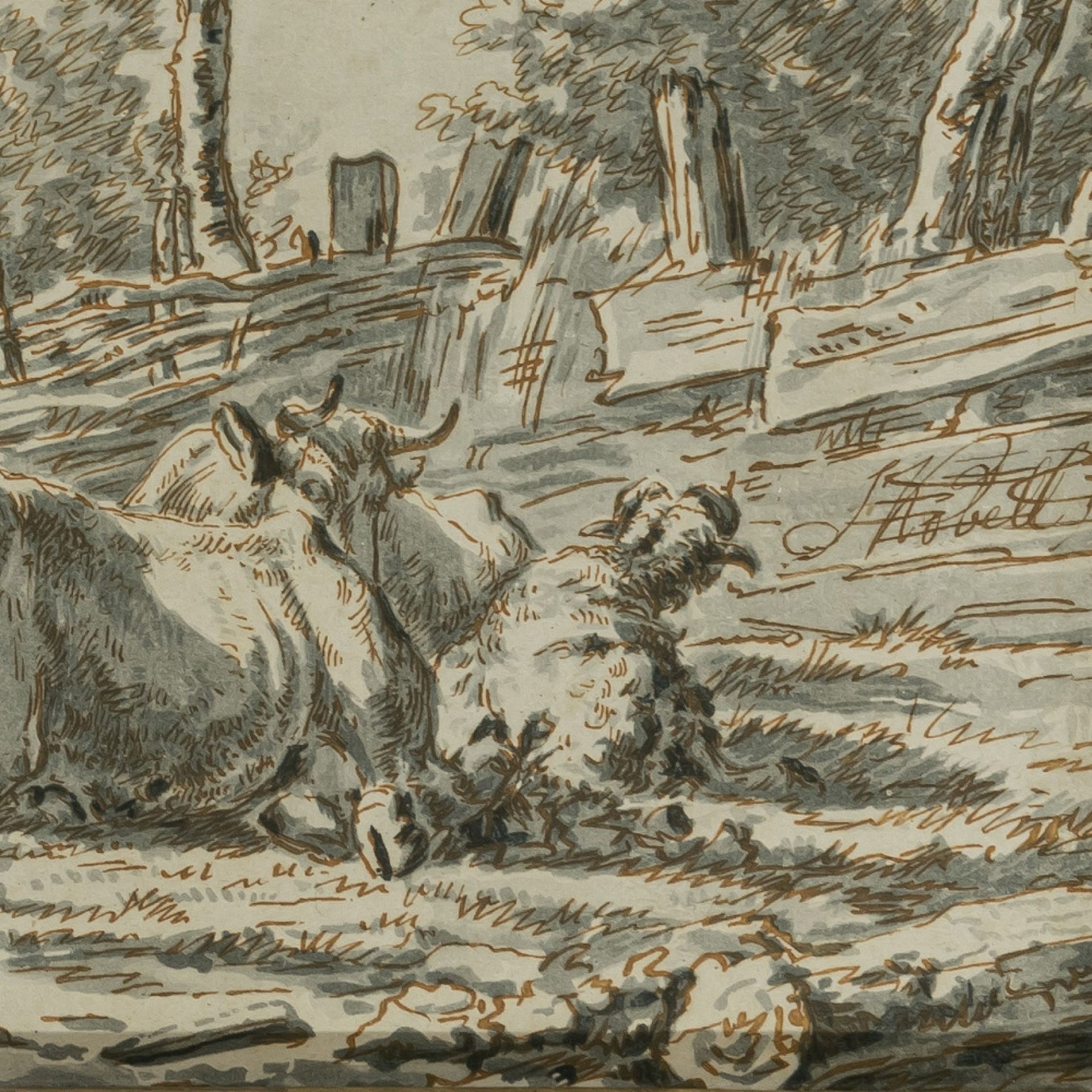 Jan II Kobell - Rinder und Schafe am Wasser - Bild 3 aus 3