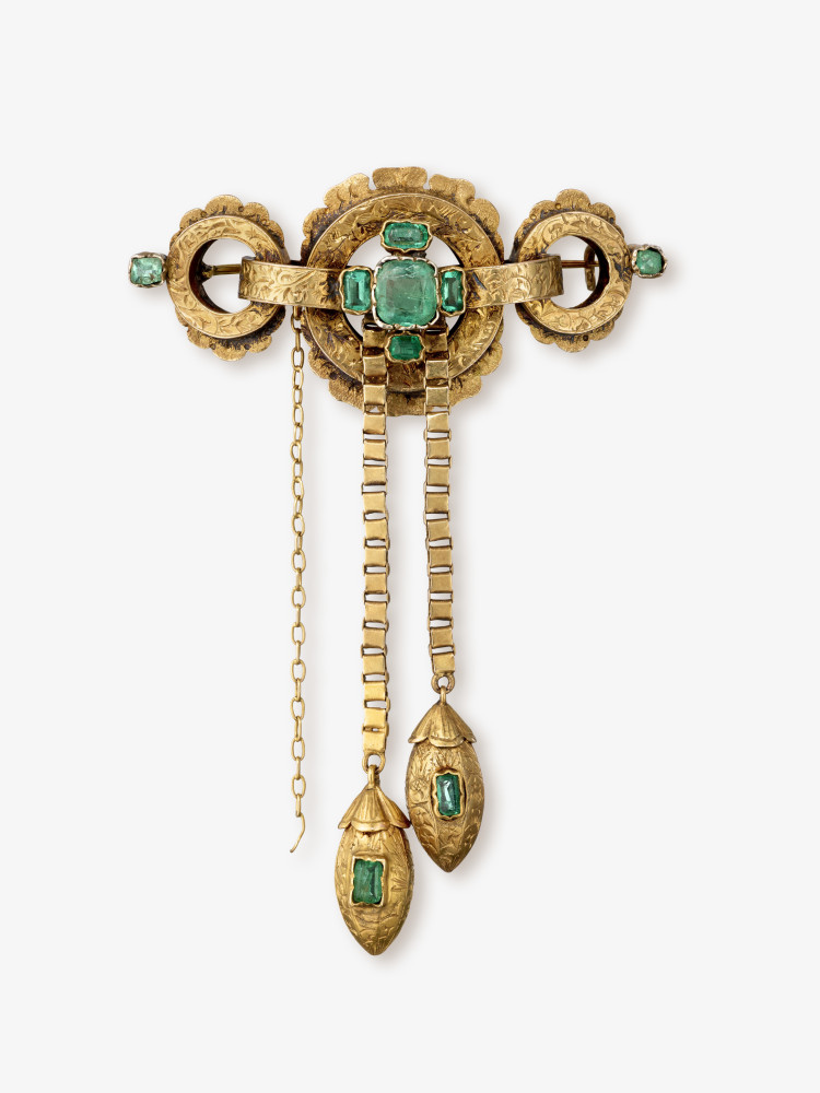 A brooch with emeralds - England, circa 1860