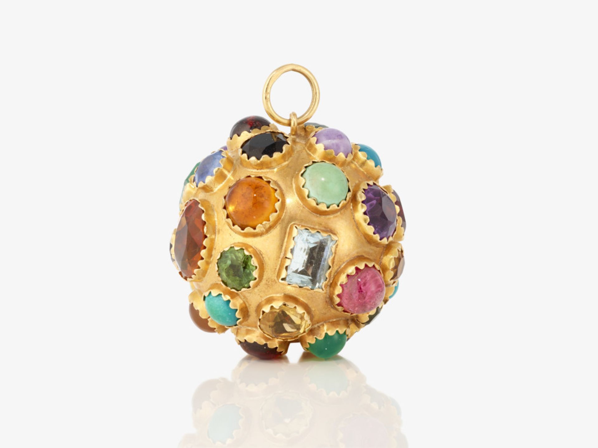 A spherical pendant with numerous coloured gemstones - Germany, 1970s - Image 2 of 3