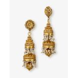 A pair of drop earrings with seed pearls - Circa 1870