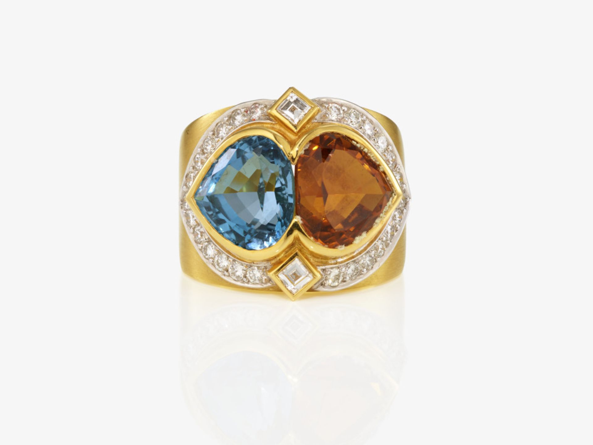 Ring mit cognacfarbenem Turmalin und blauem Topas - Bild 2 aus 2
