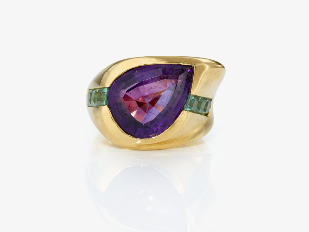 A ring with an amethyst and green-blue tourmalines - Image 3 of 3