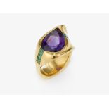 Ring mit Amethyst und grün-blauen Turmalinen