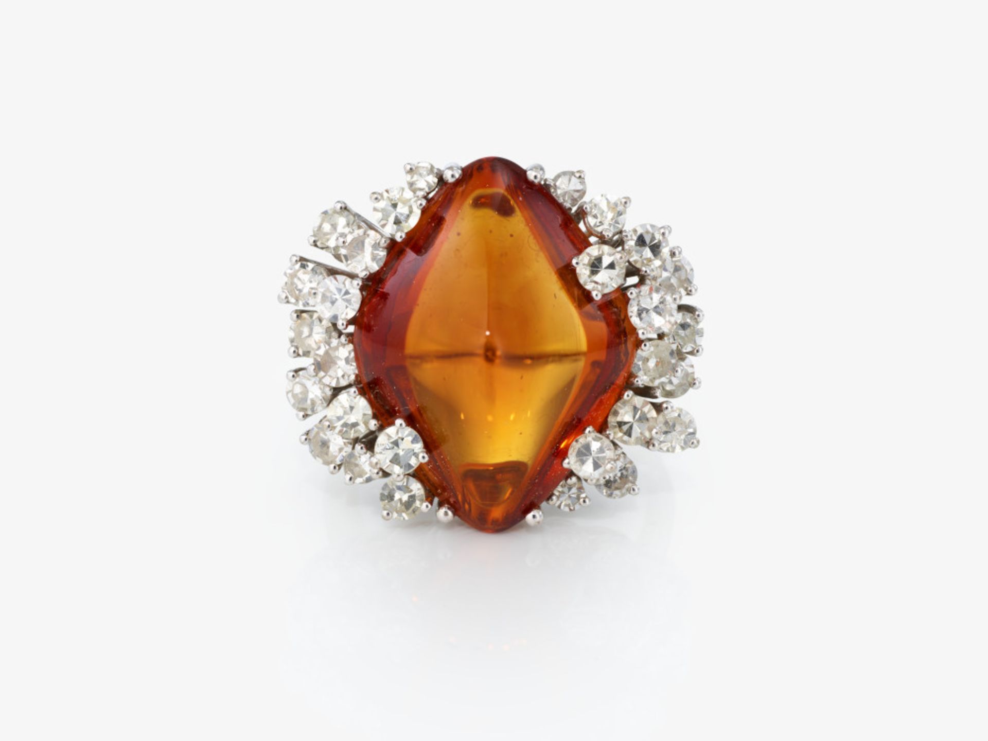 A ring with an amber-coloured citrine and diamonds - Munich, 1970s, RAVE - Image 3 of 3
