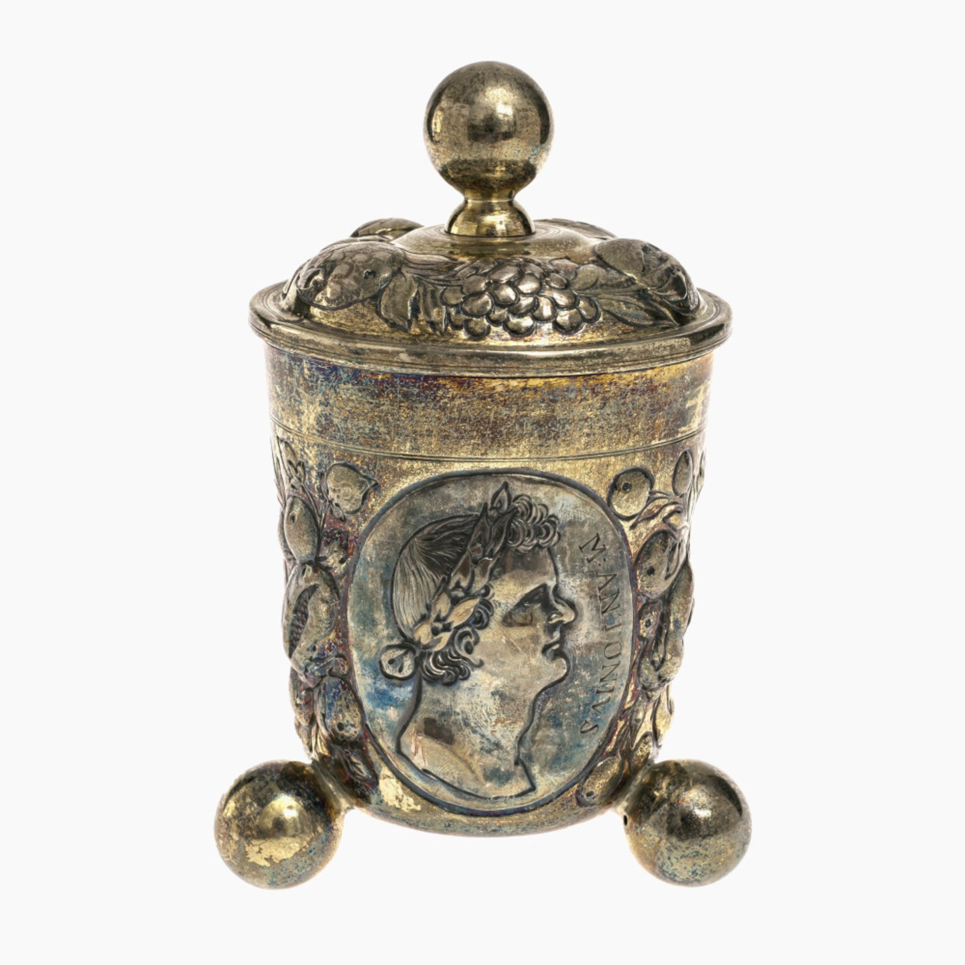 A beaker with cover on ball feet - Augsburg, circa 1688-1689, Cornelius Poppe