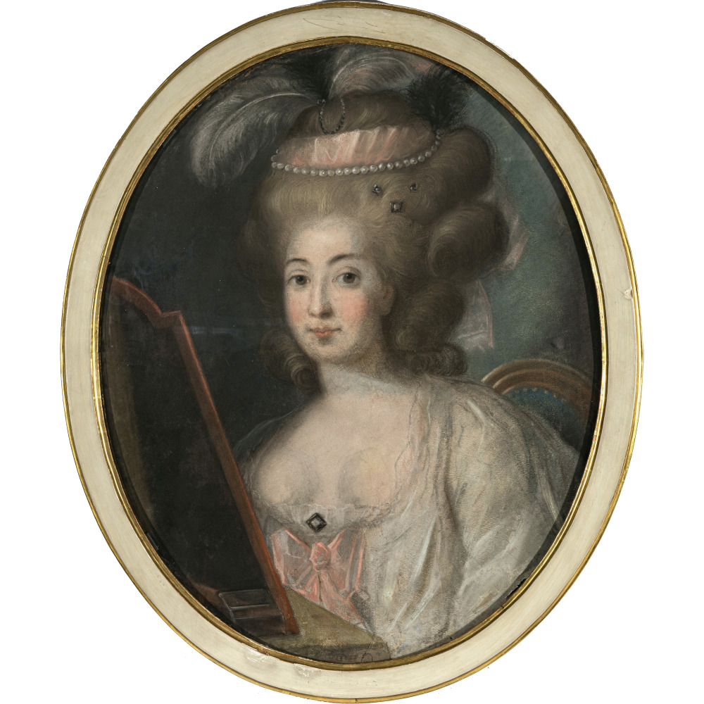 Unbekannt 18th century - Portraits of ladies with hat / feather headdresses - Image 3 of 5