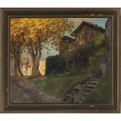 Eduard von Handel-Mazzetti - Häuser in Herbstlandschaft