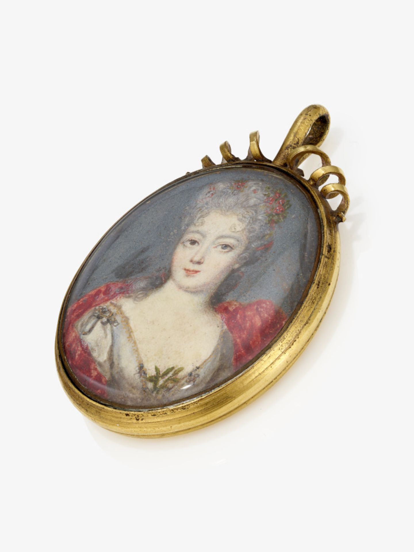 A pendant with a portrait miniature, half-length portrait of a young lady - Probably Germany, late 1 - Image 2 of 2