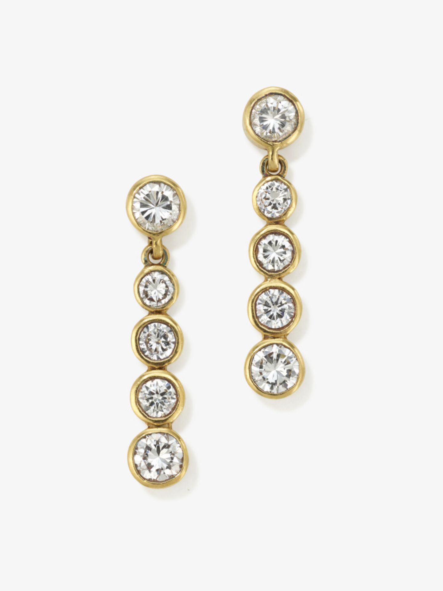 A pair of stud earrings decorated with brilliant-cut diamonds - Germany, 1980s - 1990s