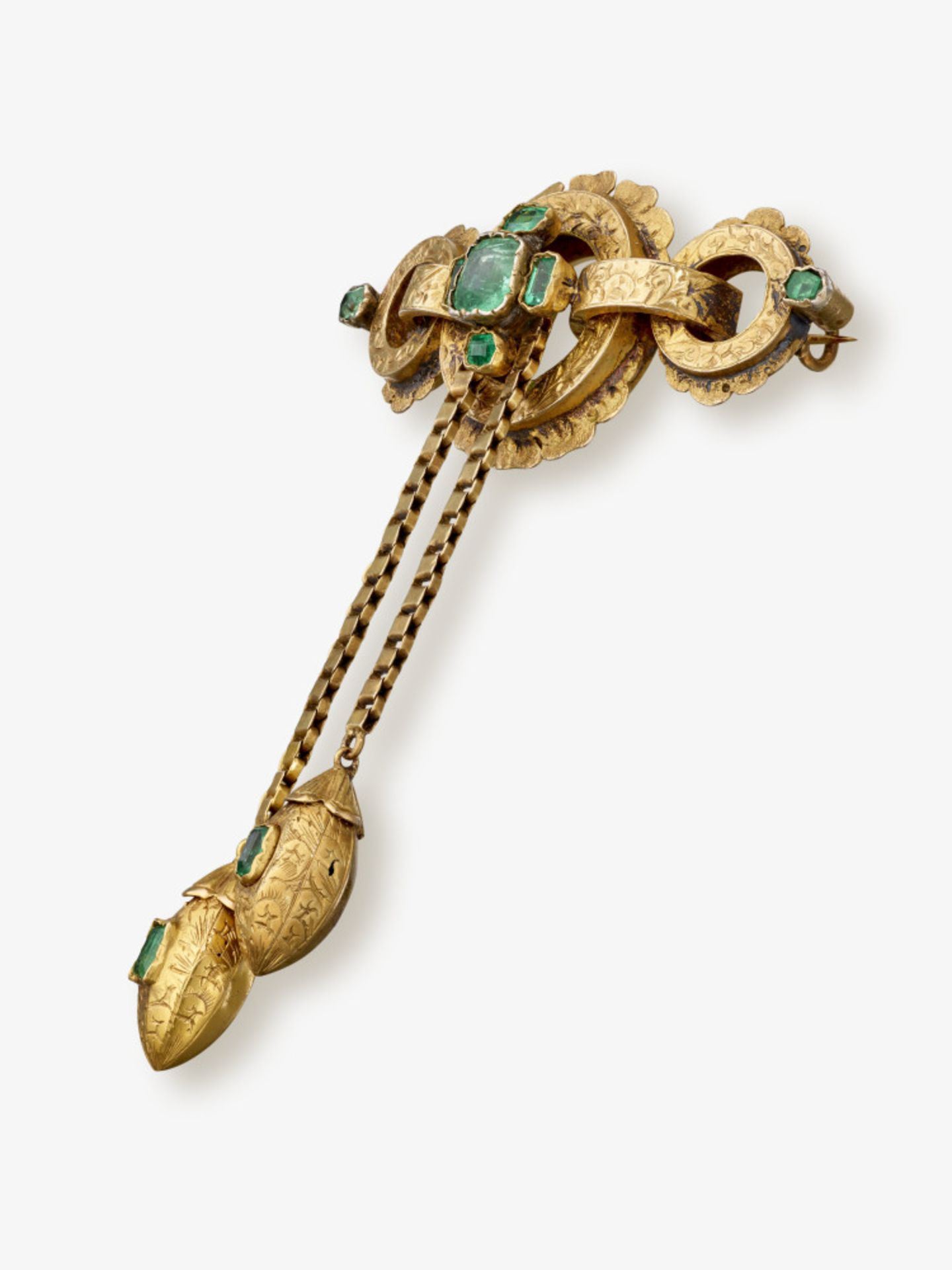 A brooch with emeralds - England, circa 1860 - Image 2 of 2