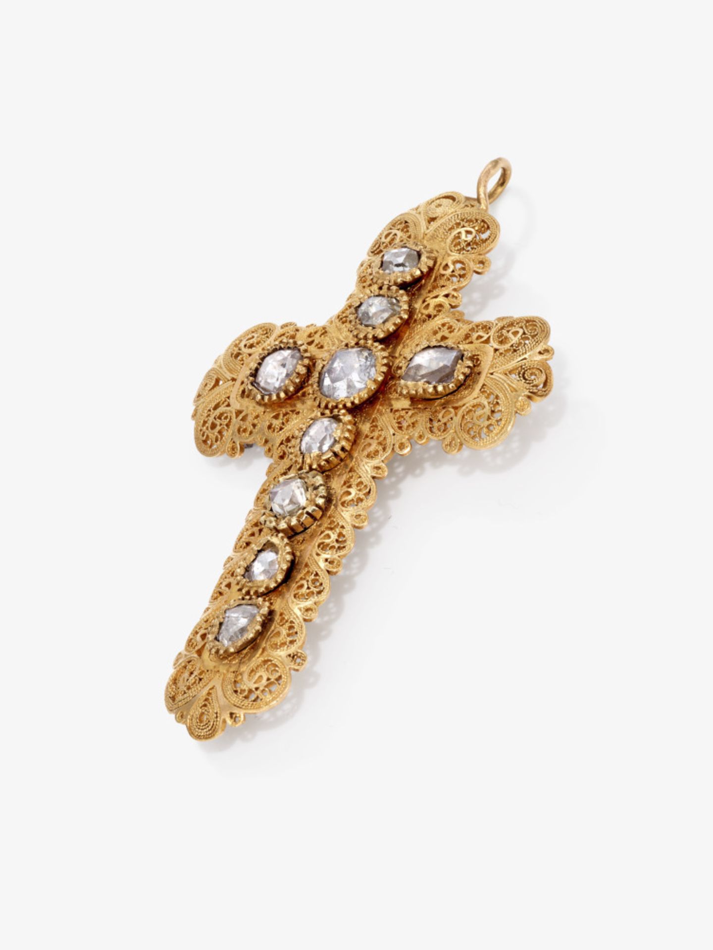 A rare cross pendant with diamonds - probably Austria, circa 1800-1820 - Image 2 of 2