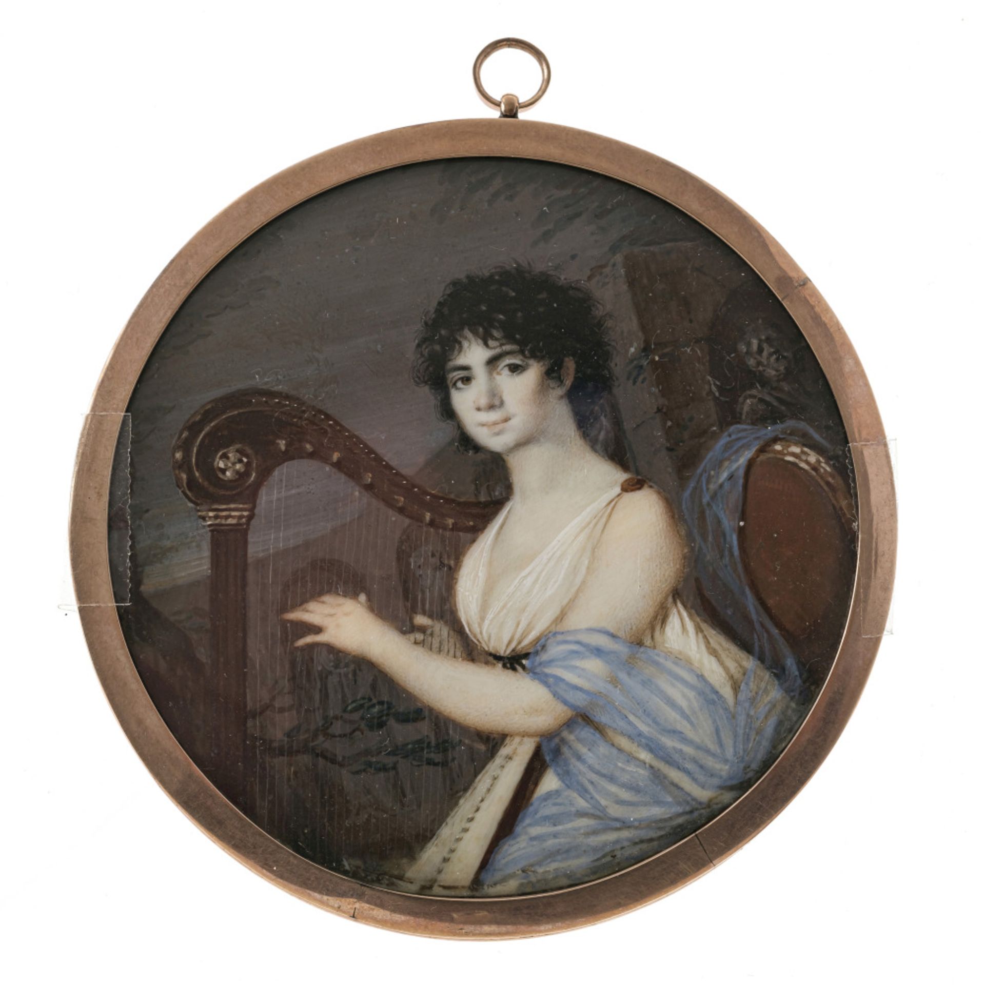 Frankreich circa 1800 - Young lady with harp