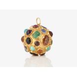 A spherical pendant with numerous coloured gemstones - Germany, 1970s