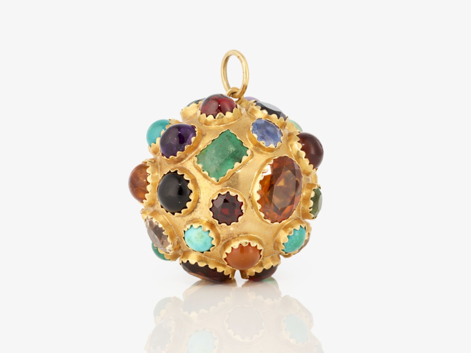 A spherical pendant with numerous coloured gemstones - Germany, 1970s