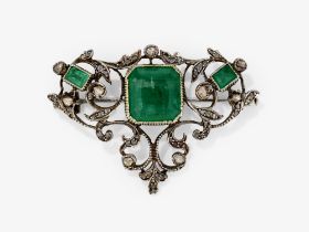 Brosche mit Smaragden und Diamanten - Deutschland, um 1750-1760