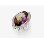 A ring with ametrine (combination of amethyst and citrine) and brilliant-cut diamonds - Nuremberg, J