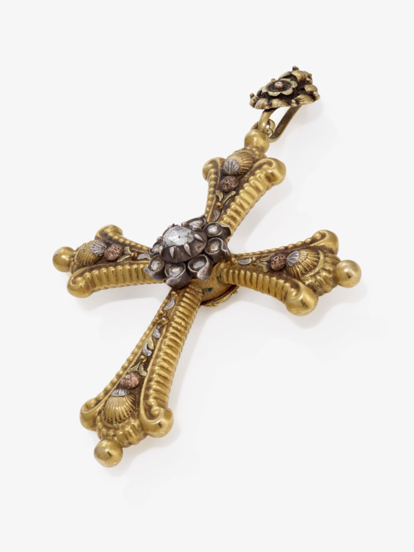 A cross pendant with diamonds and a ruby - France, circa 1830-1840 - Image 3 of 3