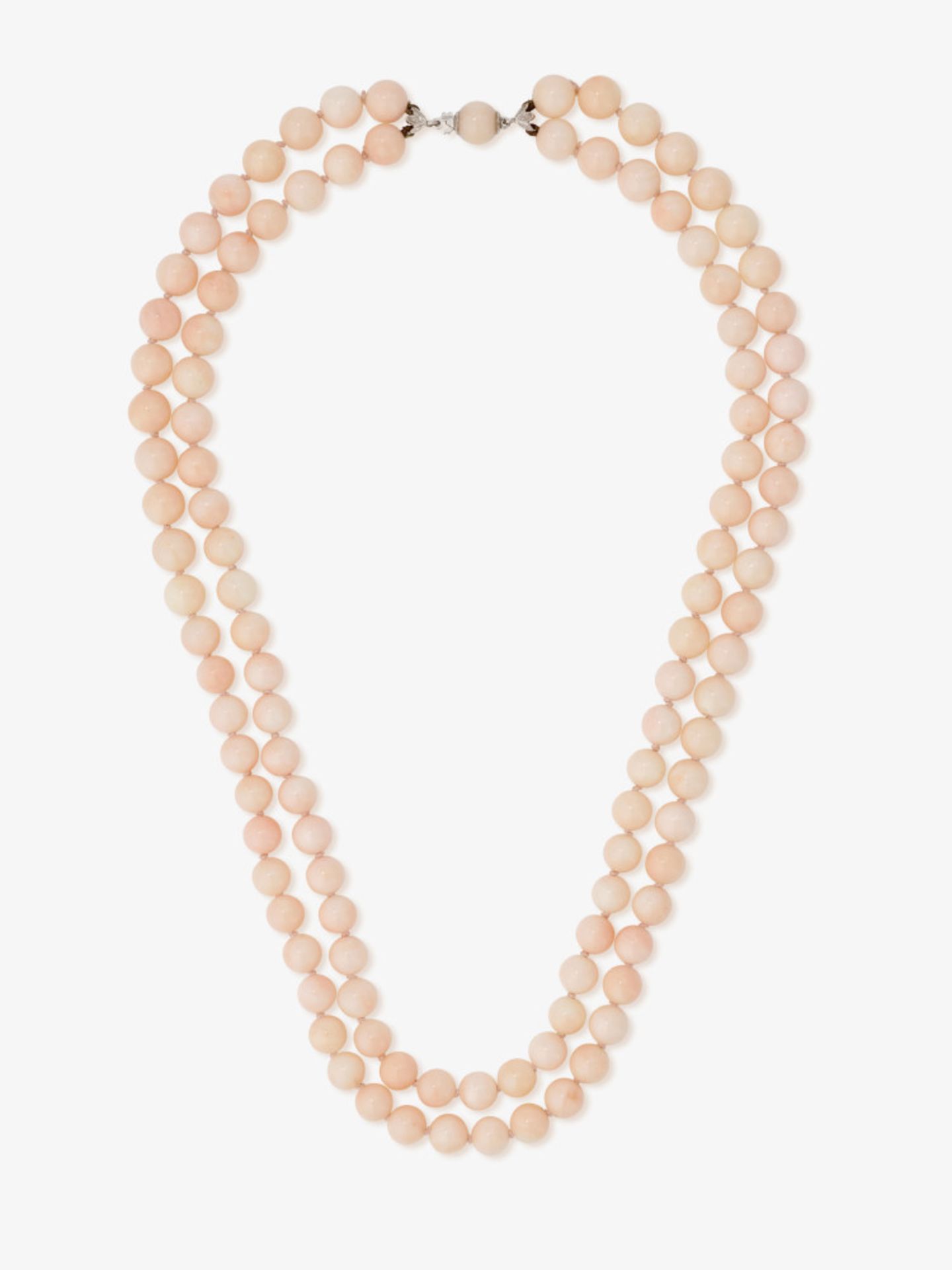 A two-strand angel skin bead necklace consisting of high-quality Mediterranean angel skin corals - G - Image 2 of 2