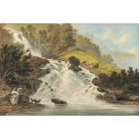 Unbekannt 1st half of the 19th century - Landscape with waterfall and figures
