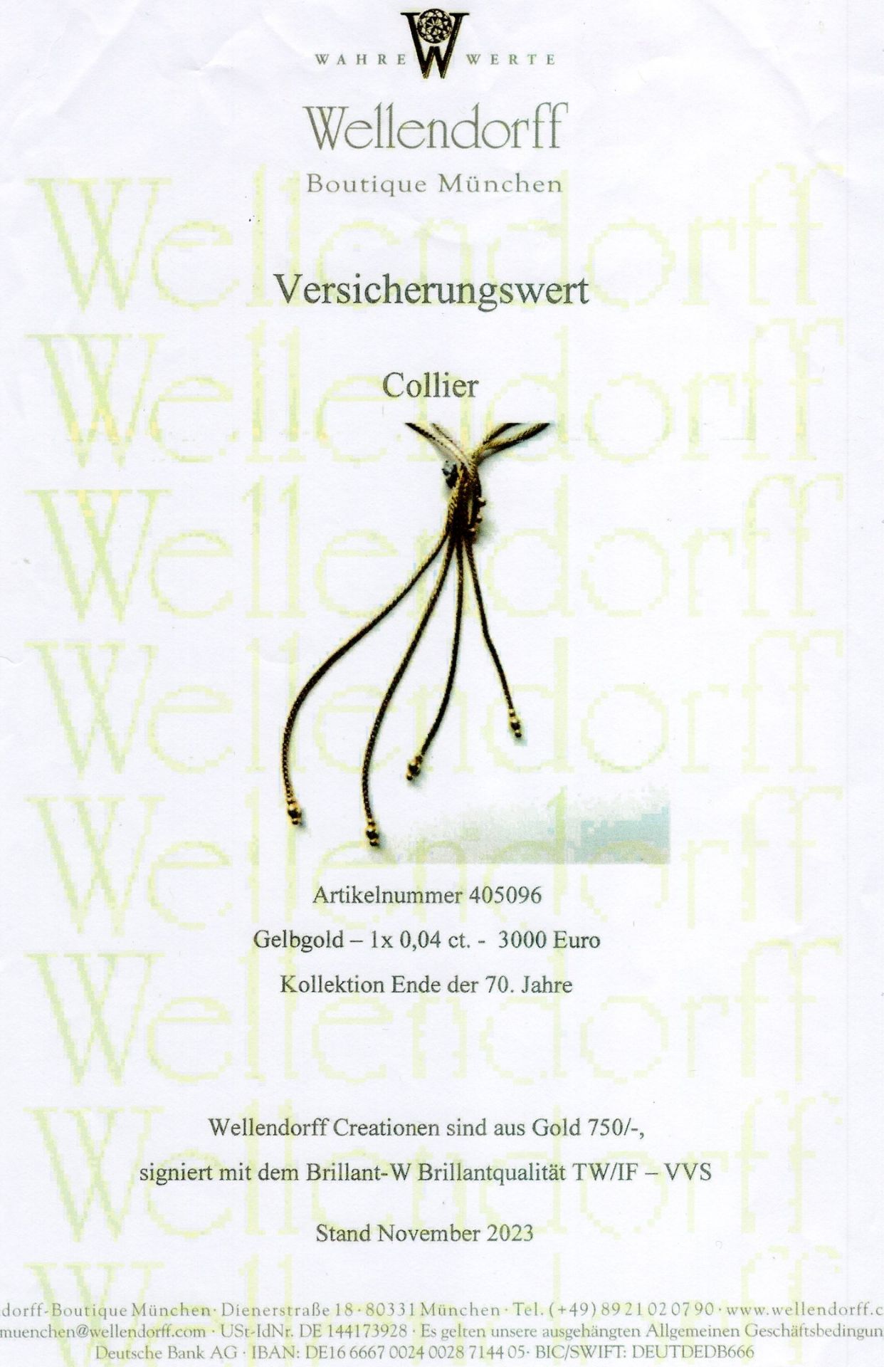 Collier in Y-Form mit Brillant - Pforzheim, Ende, 1970er Jahre, Artikelnummer 405096, WELLENDORFF - Bild 3 aus 3