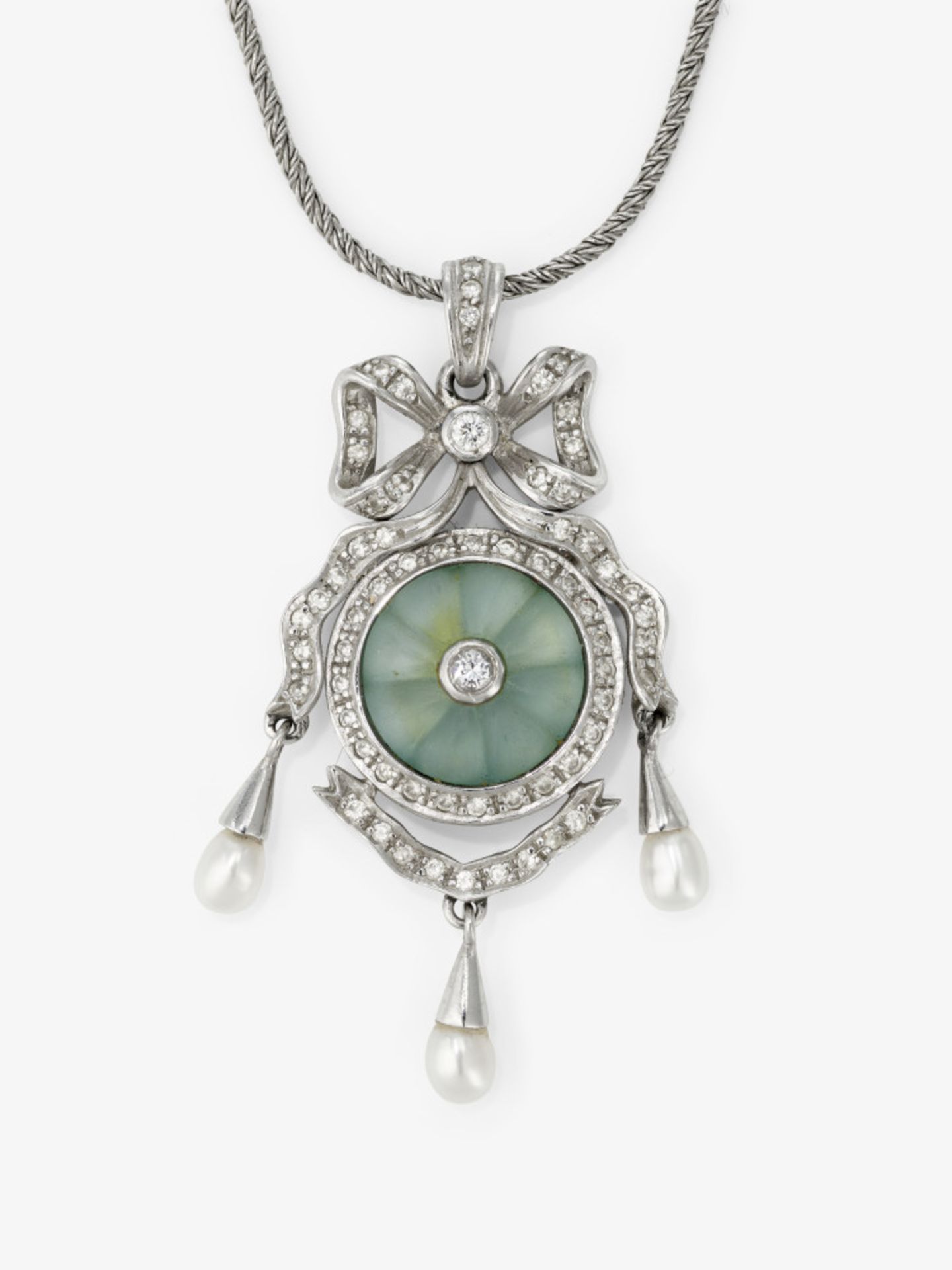 A pendant with brilliant-cut diamonds and cultured pearls - Pforzheim, circa 1998, FABERGÉ VICTOR MA