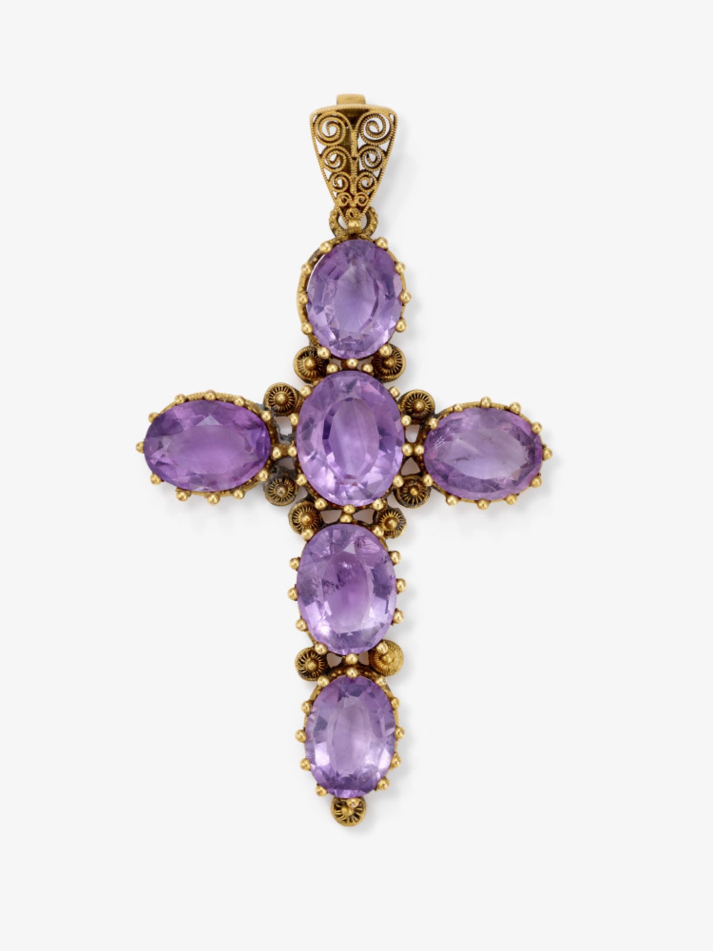 Kreuzanhänger mit Amethysten - Wohl Deutschland, um 1870-1880