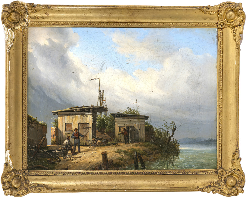 Carl Morgenstern - Fishermens huts on the lake shore - Image 2 of 4