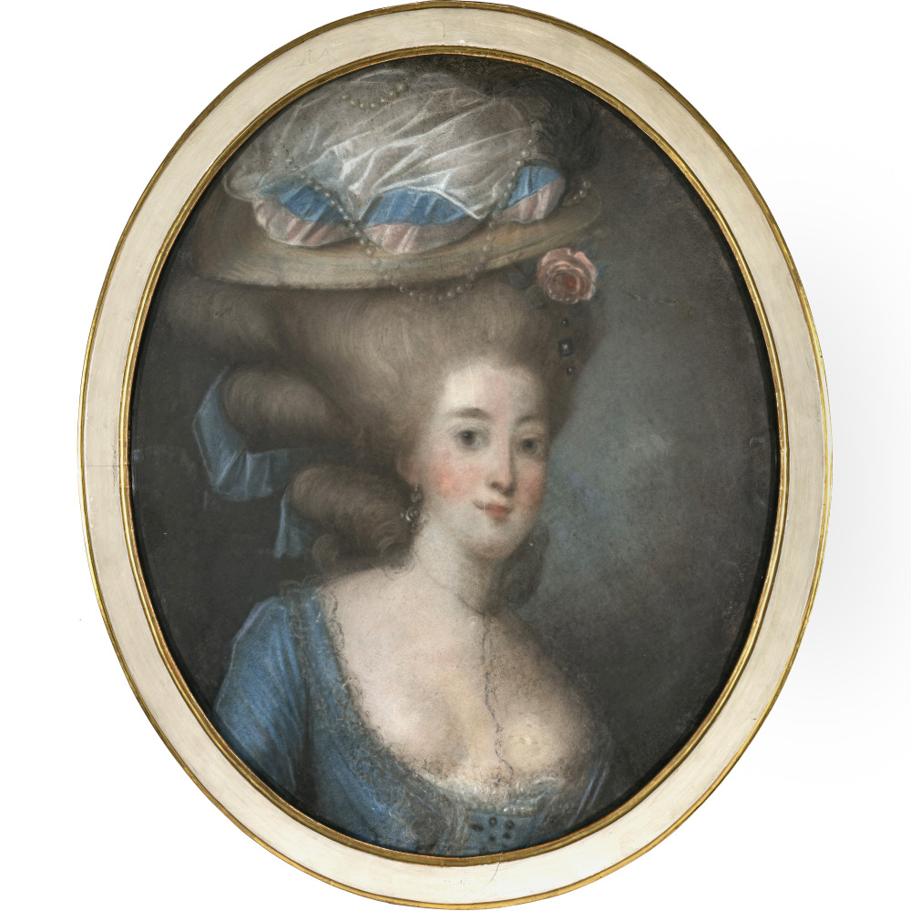 Unbekannt 18th century - Portraits of ladies with hat / feather headdresses - Image 2 of 5
