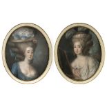 Unbekannt 18th century - Portraits of ladies with hat / feather headdresses