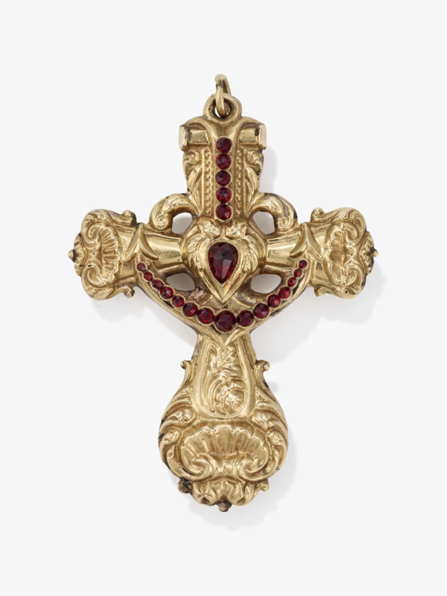 A cross pendant with garnets - Bohemia, circa 1850