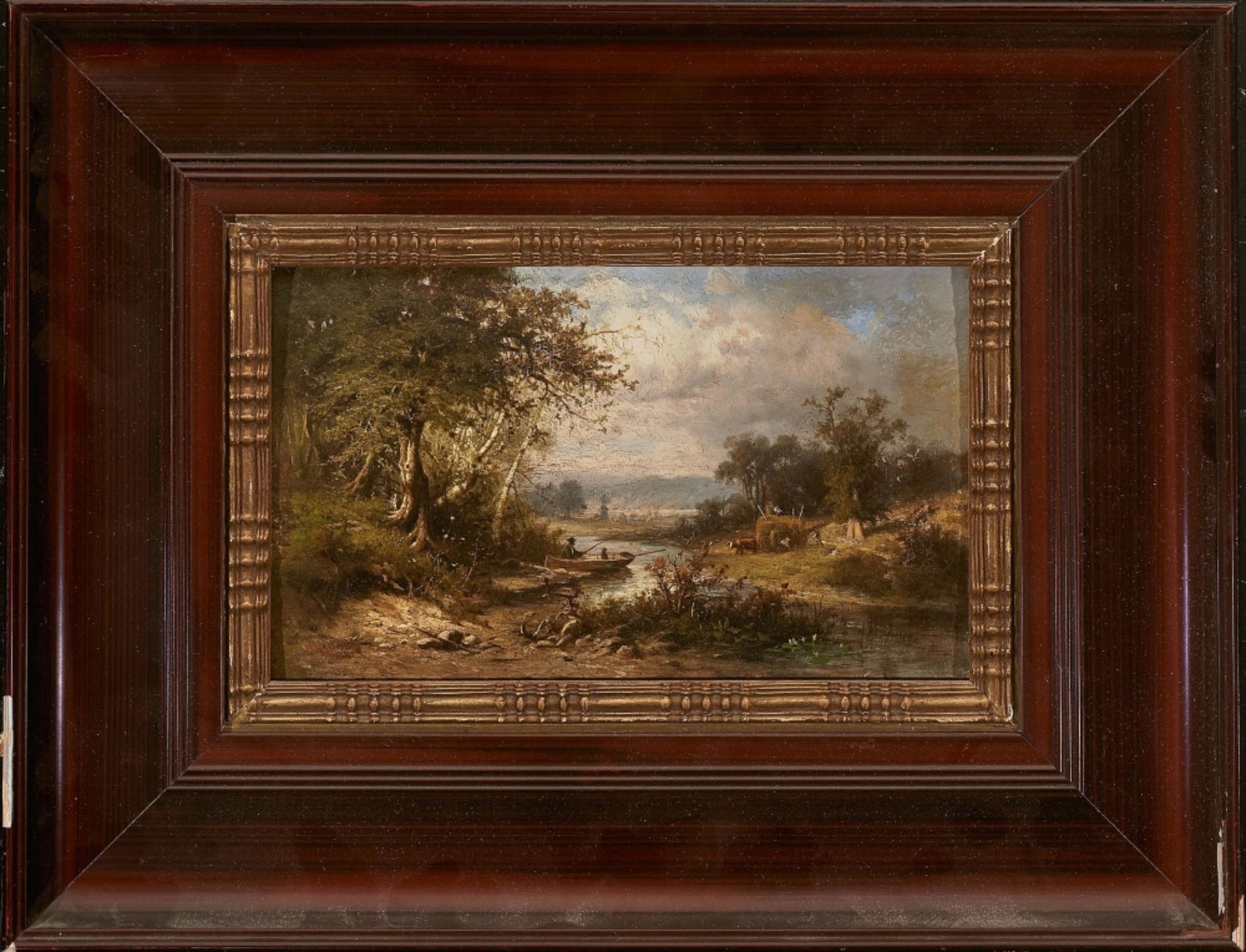 H. Hartwich (wohl Hermann Hartwich, 1853 New York - 1926 München) - Baumbestandene Uferlandschaft